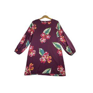 Ann Taylor Loft Purple Tropical Floral‎ Shift Dress size Small